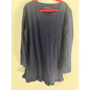 Lilly Pulitzer Kids 12-14 XL Ruffled Long Sleeve Navy‎ Blue Tunic 100% Cotton